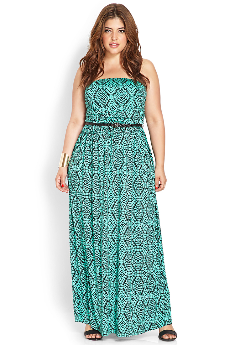 Forever 21 Voyager Strapless Maxi Dress in Green | Lyst
