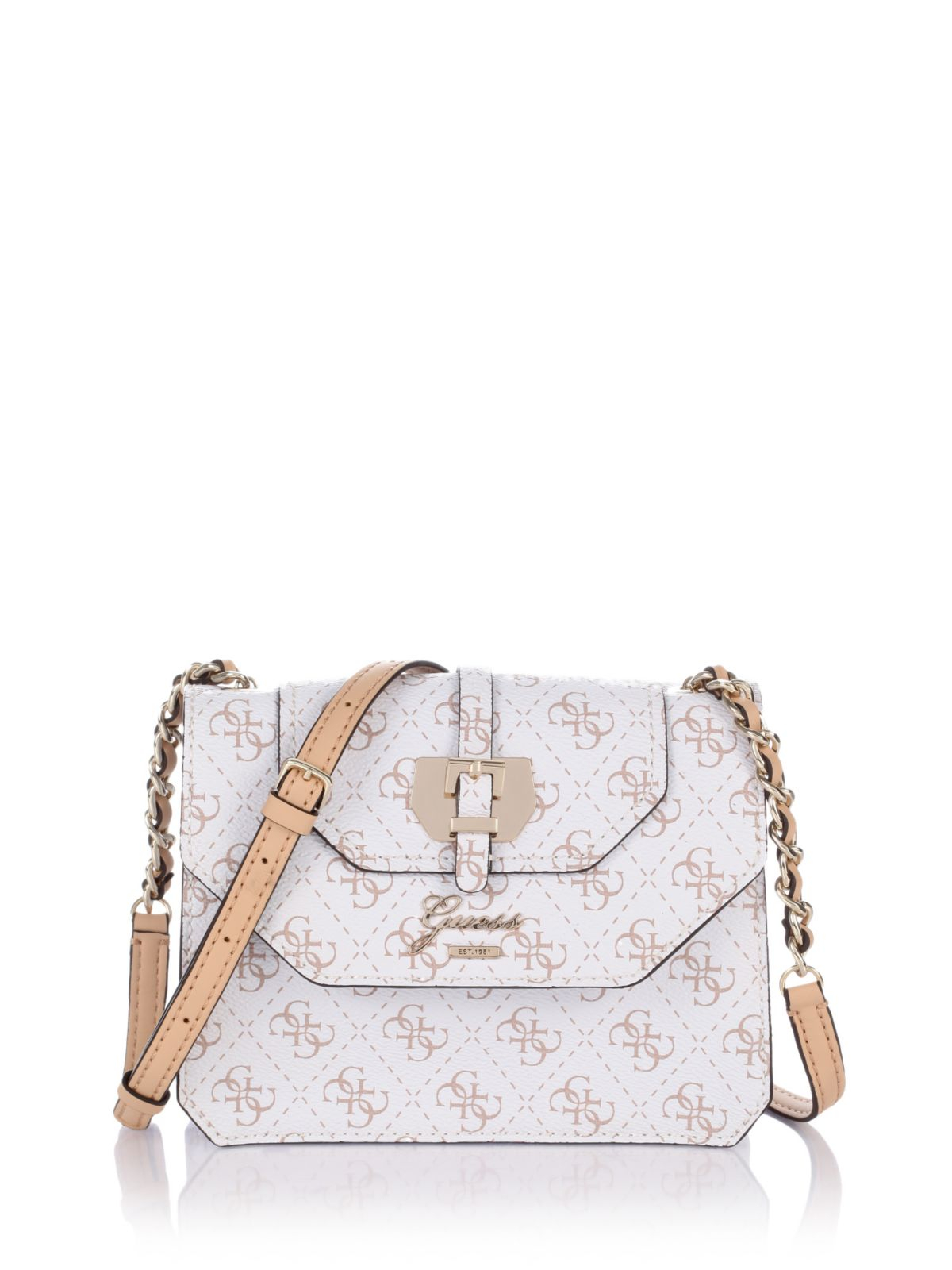 Guess Confidential Logo Petite Crossbody Flap Bag in White | Lyst