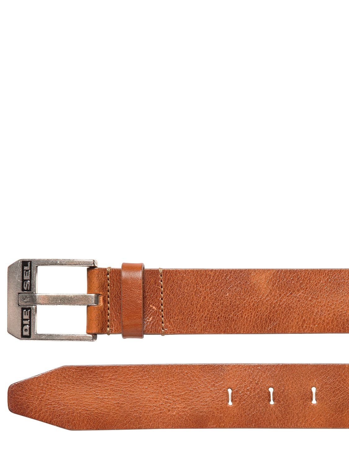 Lyst - Diesel Vintage Effect Leather Belt in Brown for Men