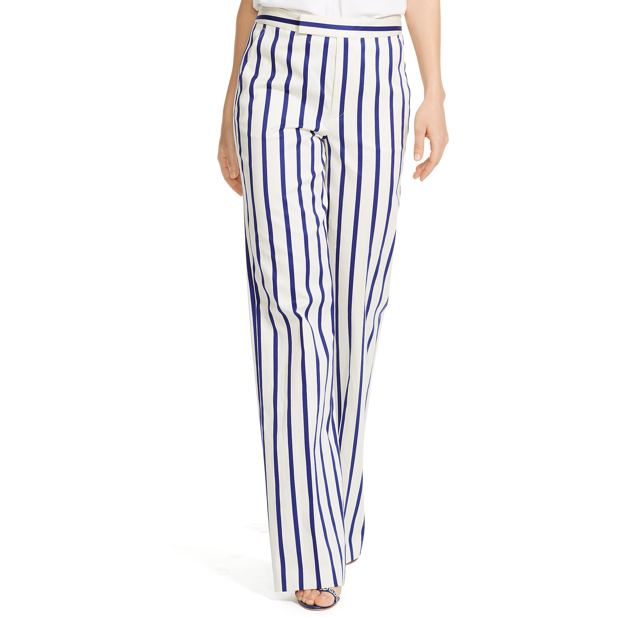 Lyst - Polo Ralph Lauren Striped Wide-leg Pant in White