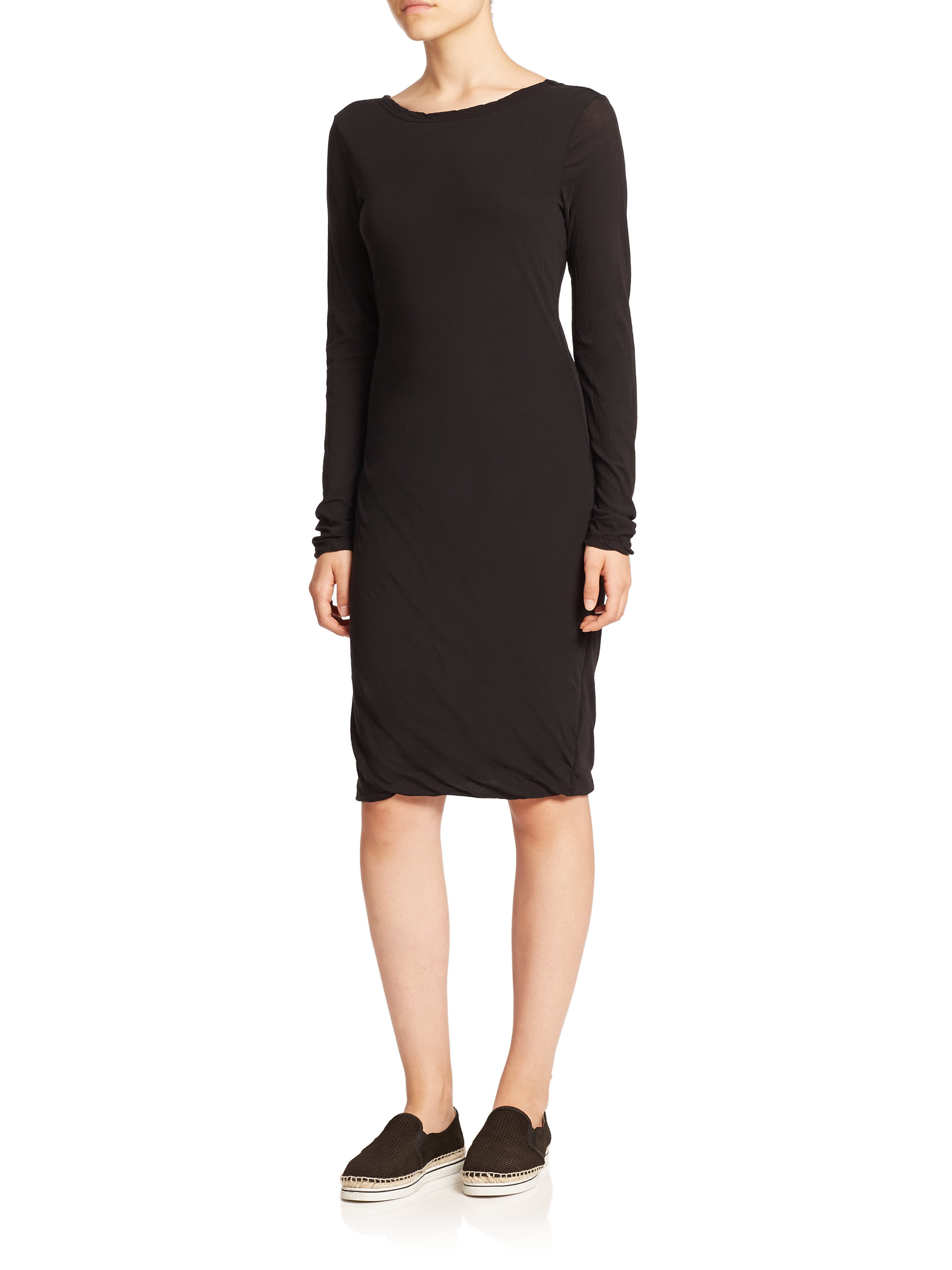 Lyst - James Perse Skinny Scoopback Dress in Black