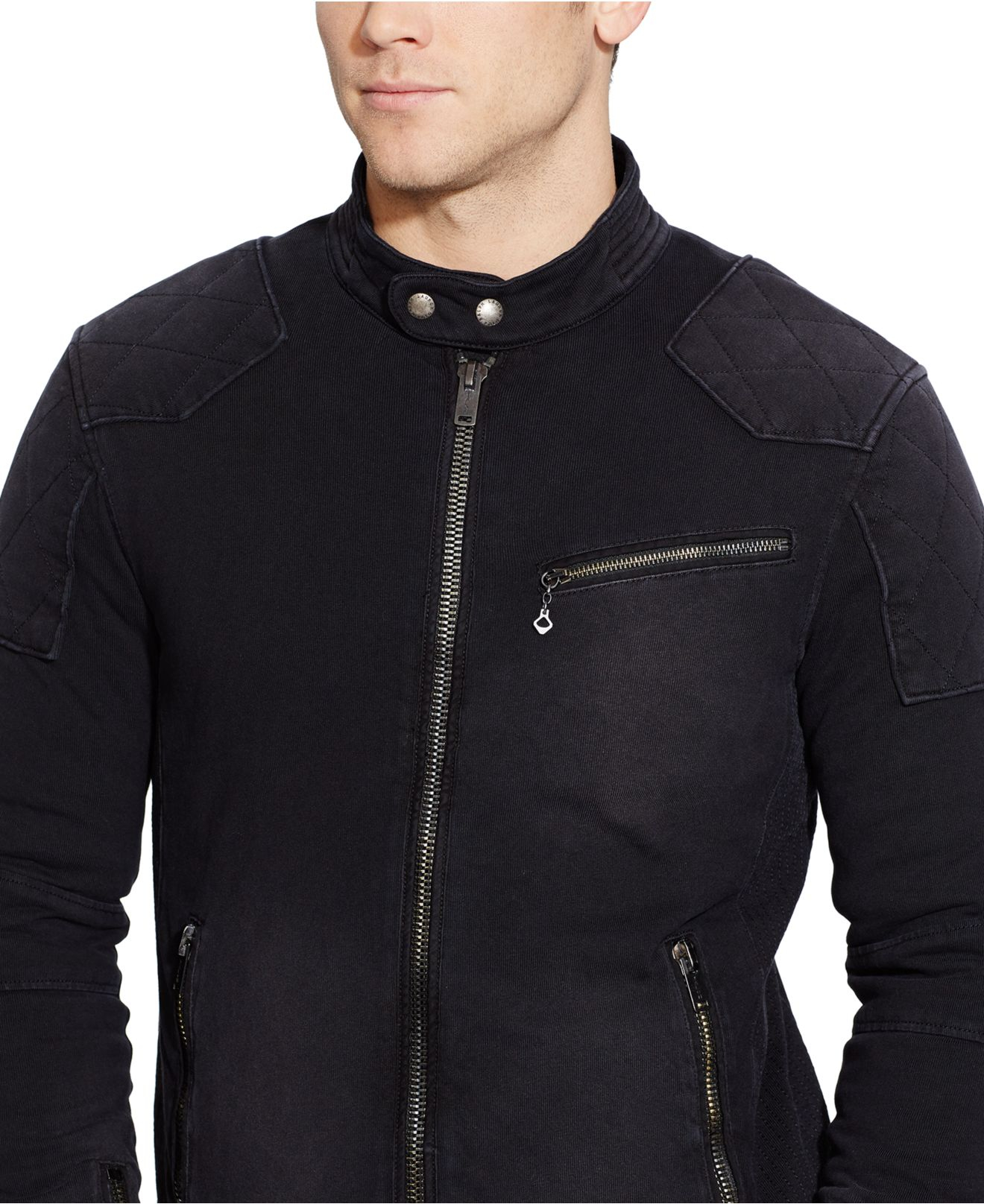 Lyst Polo Ralph Lauren Knit Moto Jacket in Black for Men