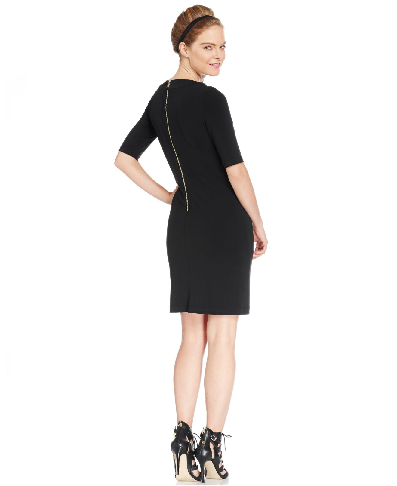 Lyst - Vince Camuto Embellished Keyhole Shift Dress in Black