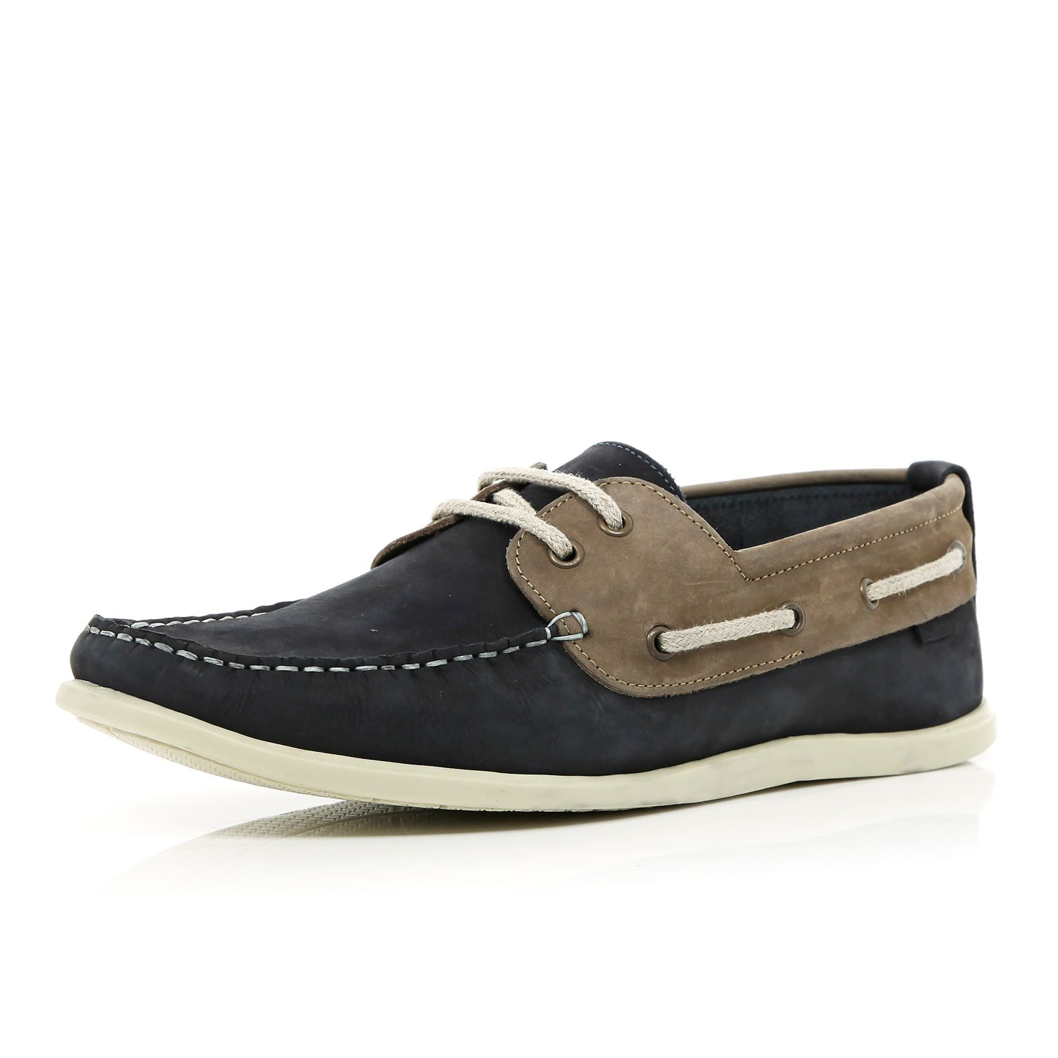 River Island Navy Two-Tone Boat Shoes in Blue for Men (navy) | Lyst