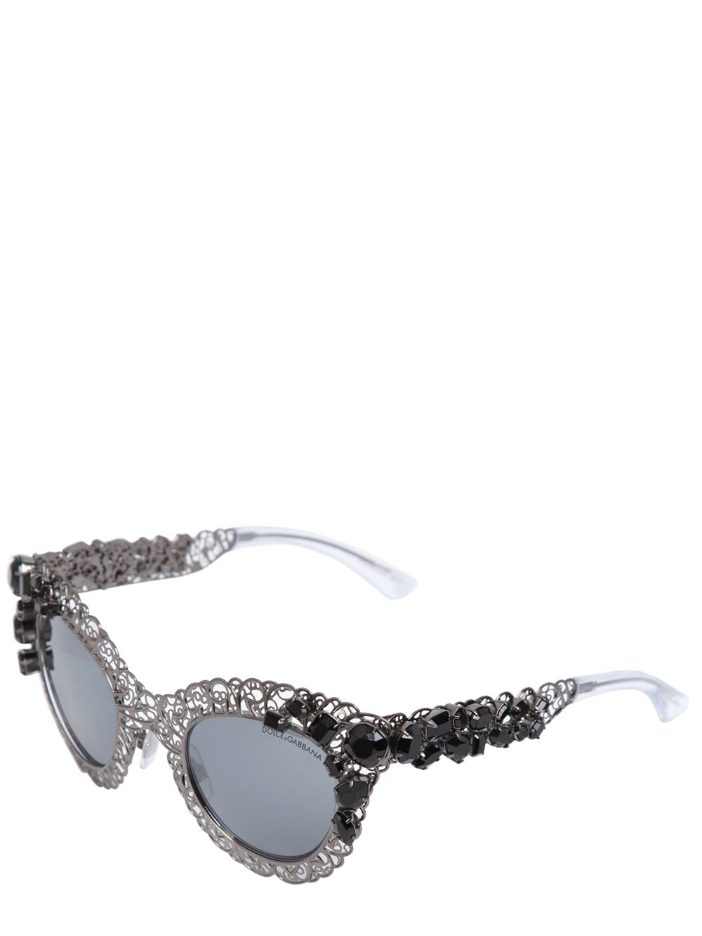 Lyst - Dolce & Gabbana Swarovski Embellished Cat Eye Sunglasses in Black