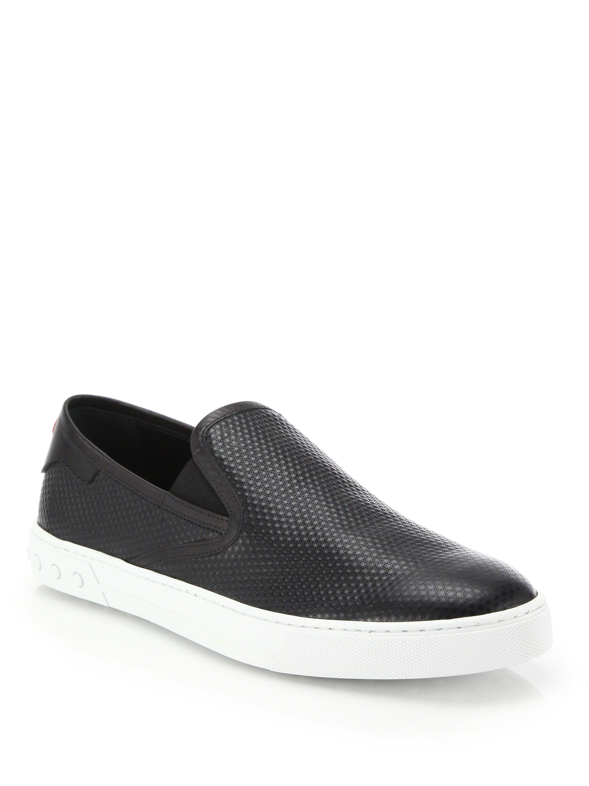 Tod's Textured Leather Slip-on Sneakers in Black for Men - Lyst