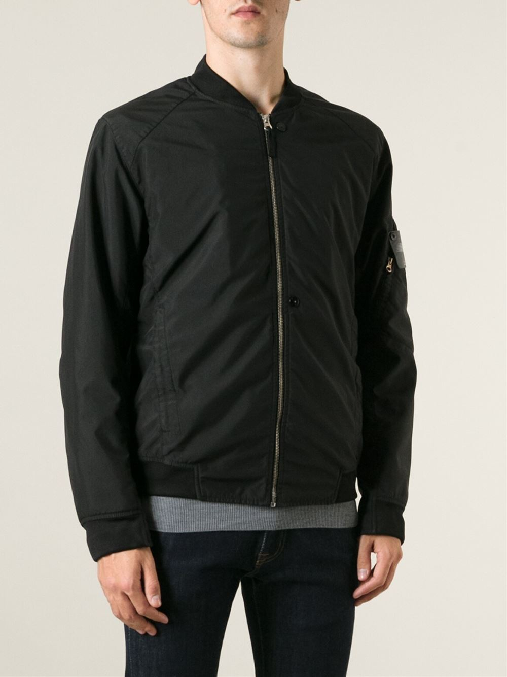 Lyst - Stone Island Fitted Bomber Jacket in Black for Men