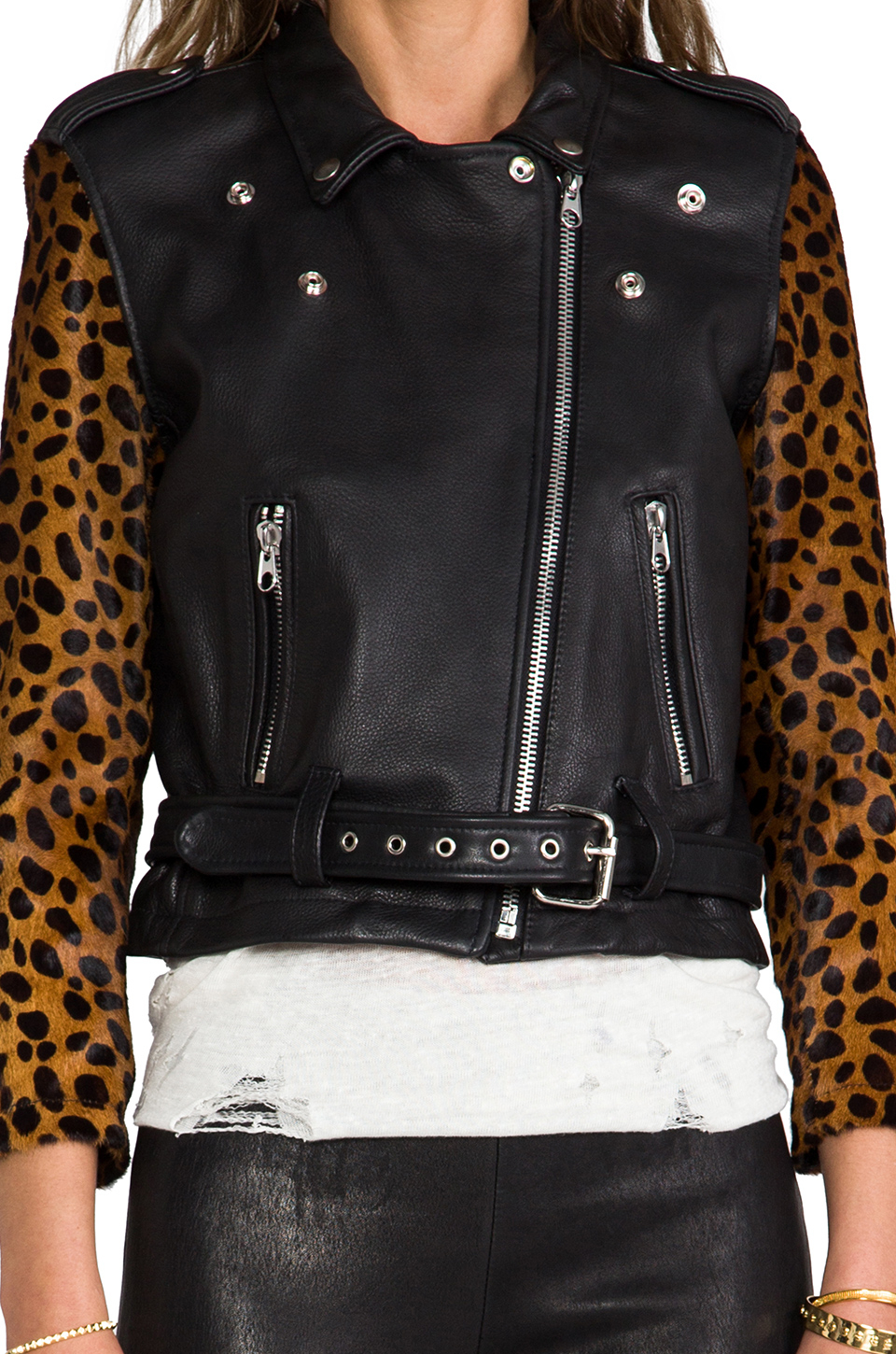 Lyst Laer Shrunken Leather Moto Jacket In Black Gallery