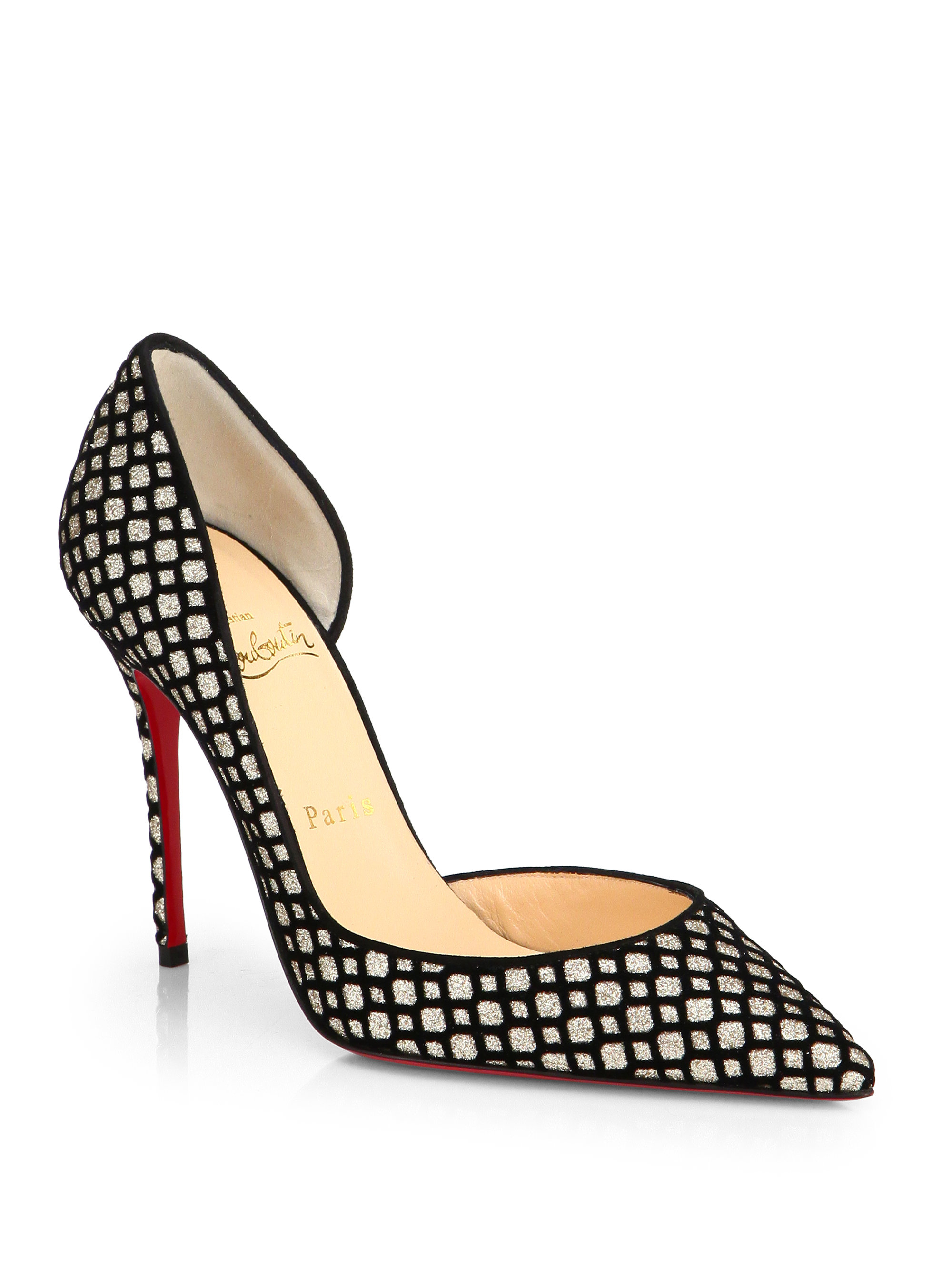 Lyst - Christian Louboutin Iriza Glitter Suede Dorsay Pumps in Black