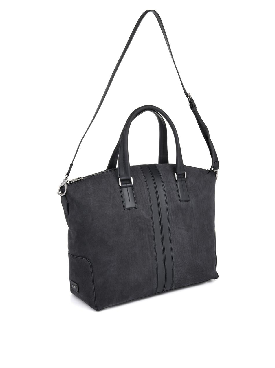 Lyst Tod S Suede And Leather Weekend Bag In Gray For Men Gallery