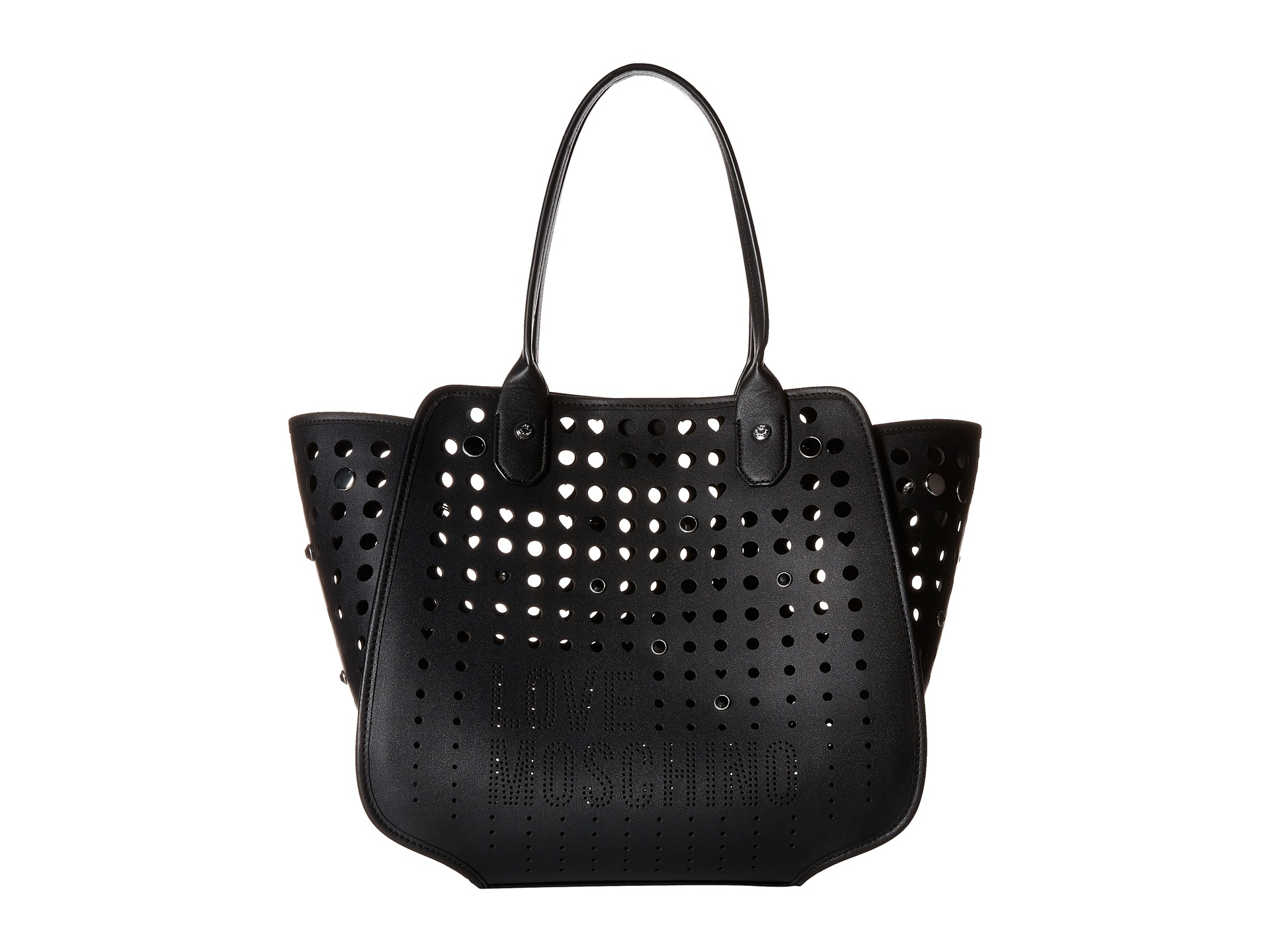 Lyst Love Moschino Perforated Tote In Black Gallery