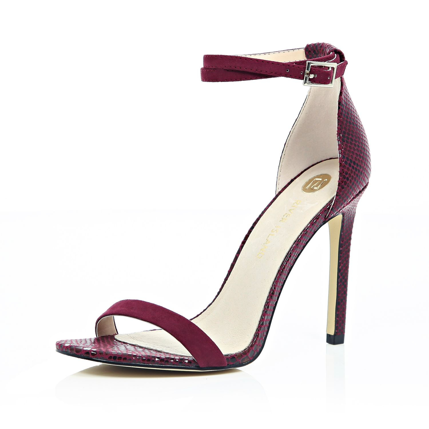 River Island Dark Red Barely There Sandal Heels in Red | Lyst