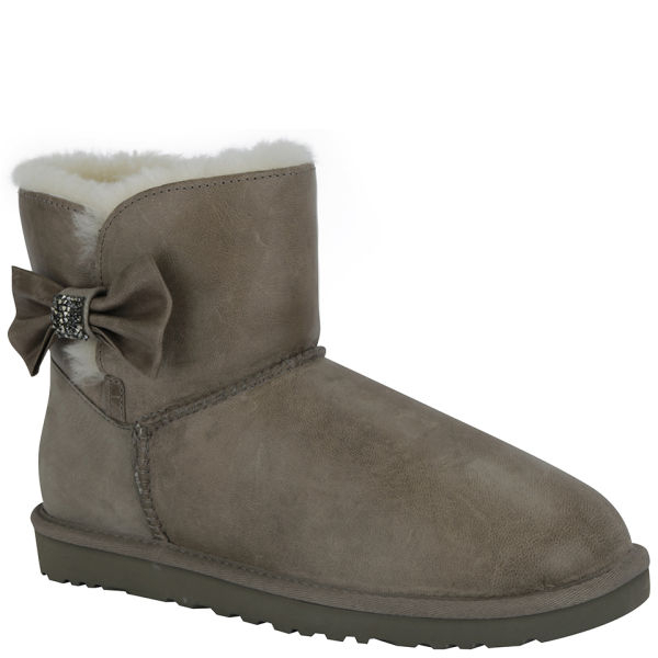 Ugg Australia Womens Mini Bailey Bow Crystal Sheepskin Leather Boots in ...