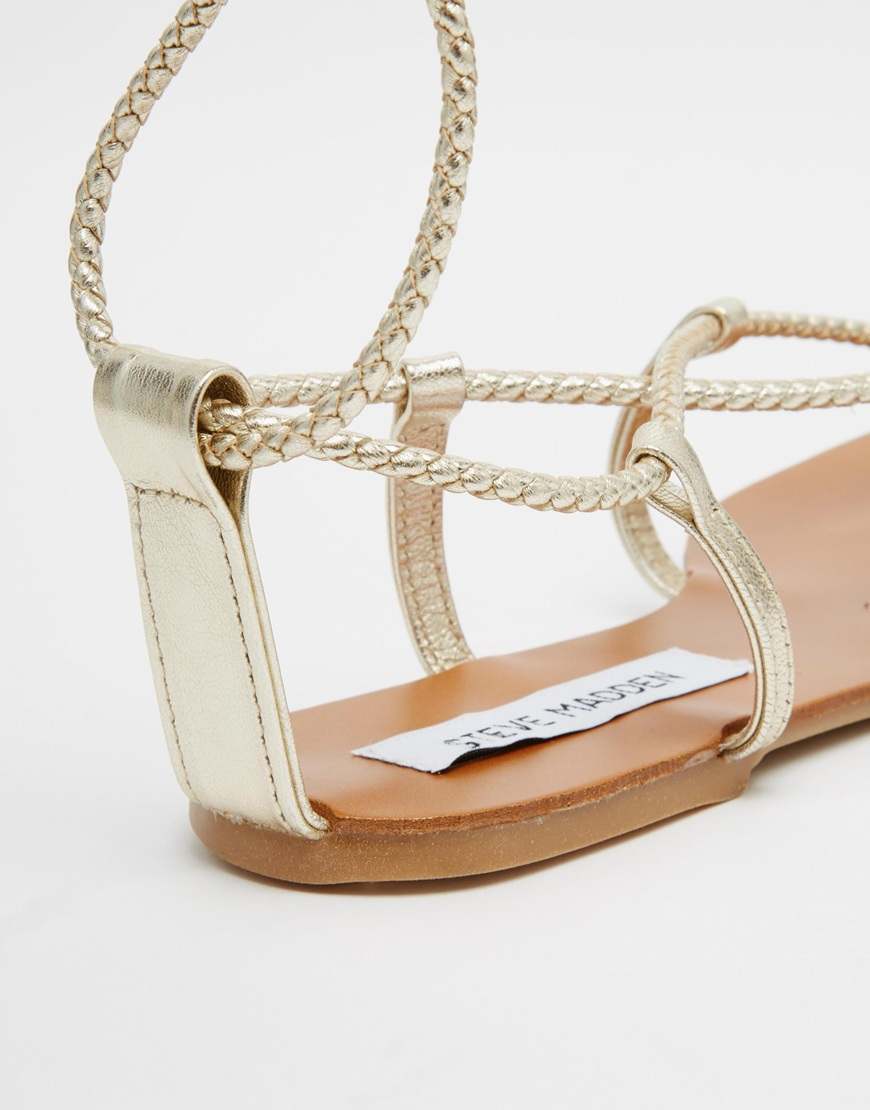 Lyst - Steve Madden Werkit Gold Tie Up Sandals in Metallic