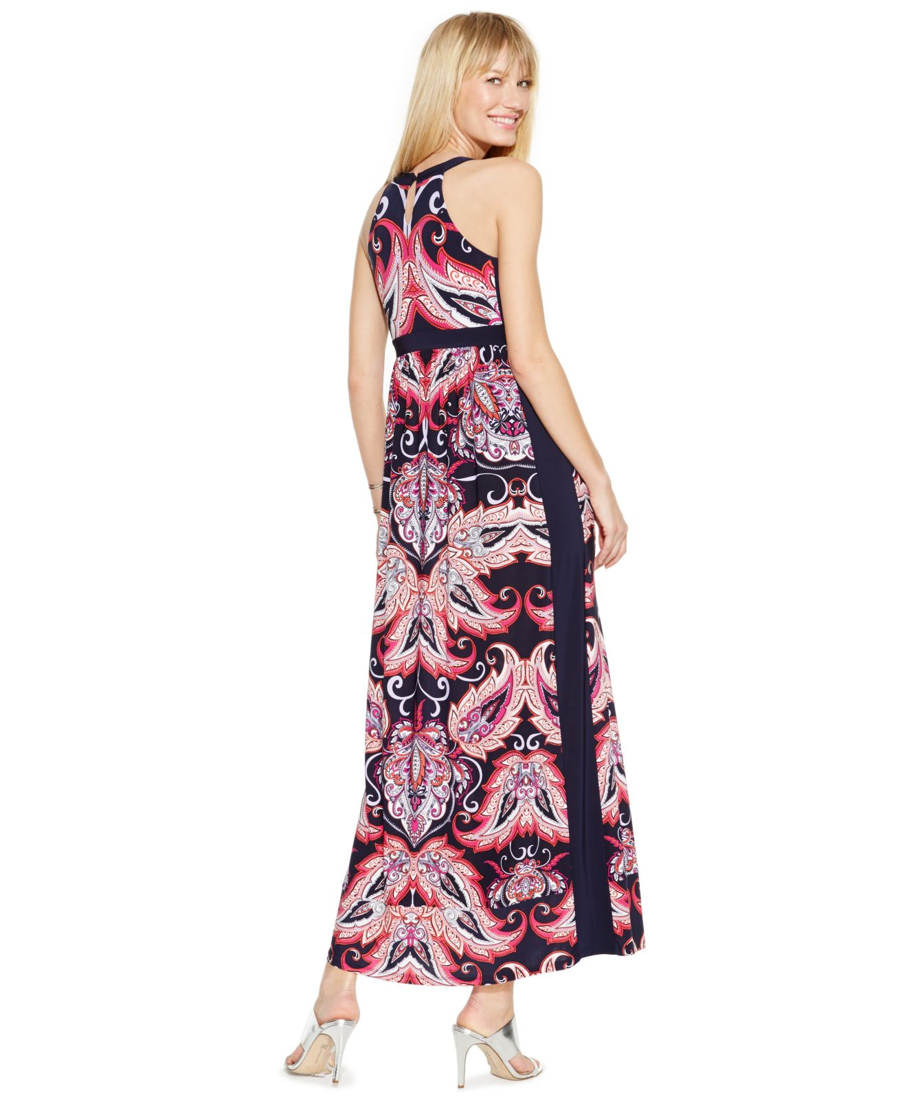 Inc international concepts Petite Printed Halter Maxi Dress in Pink | Lyst