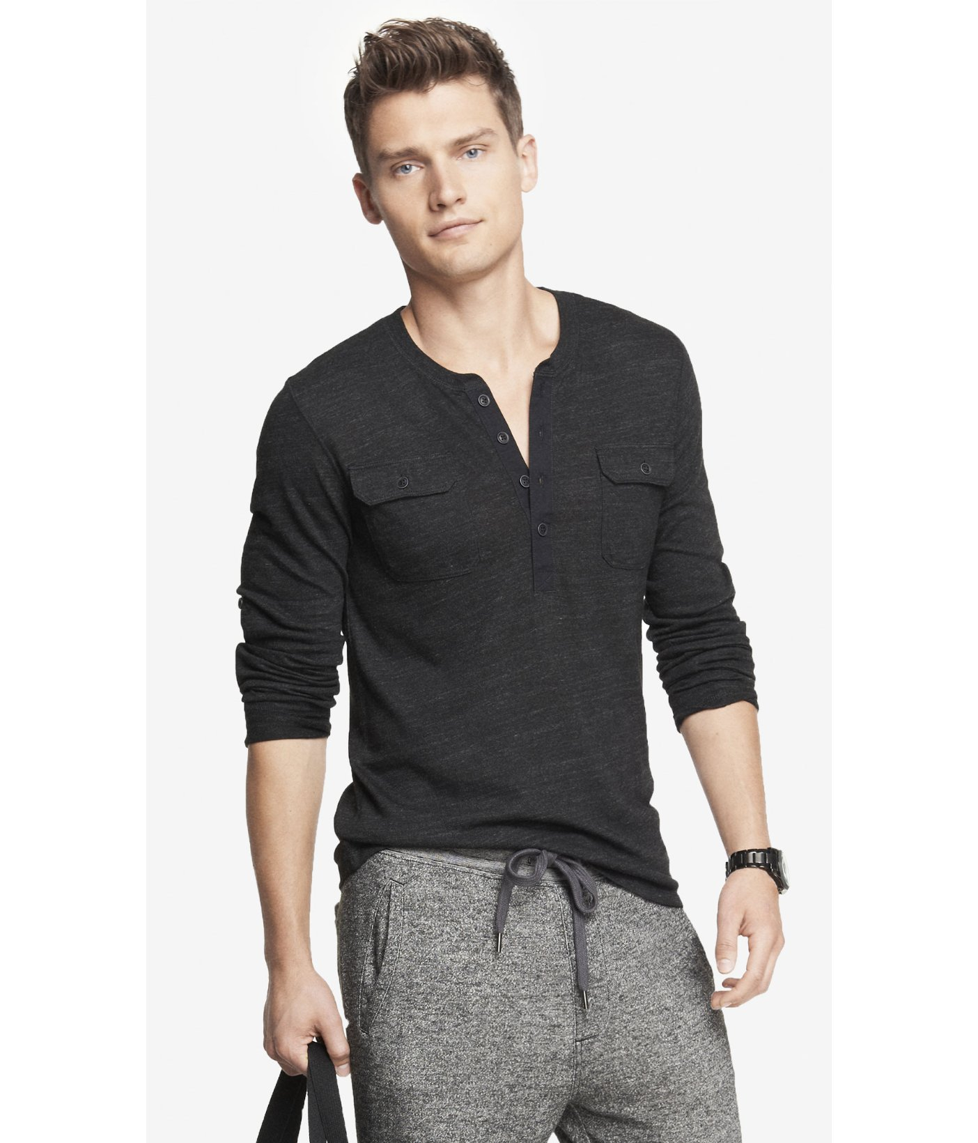 black henley long sleeve