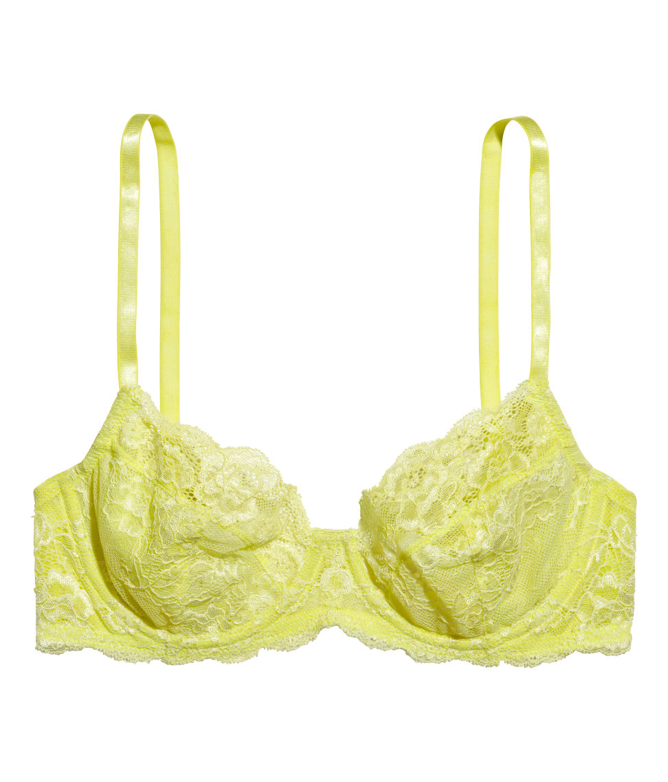 Handm Lace Underwired Bra In Yellow Lyst 0511