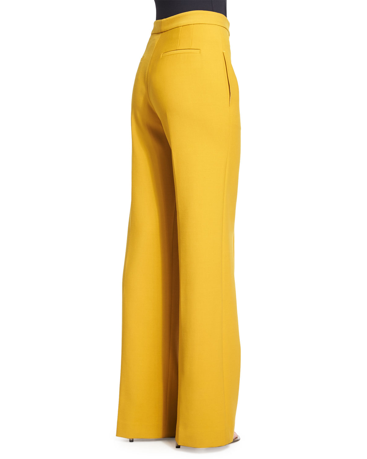 yellow wide leg trousers