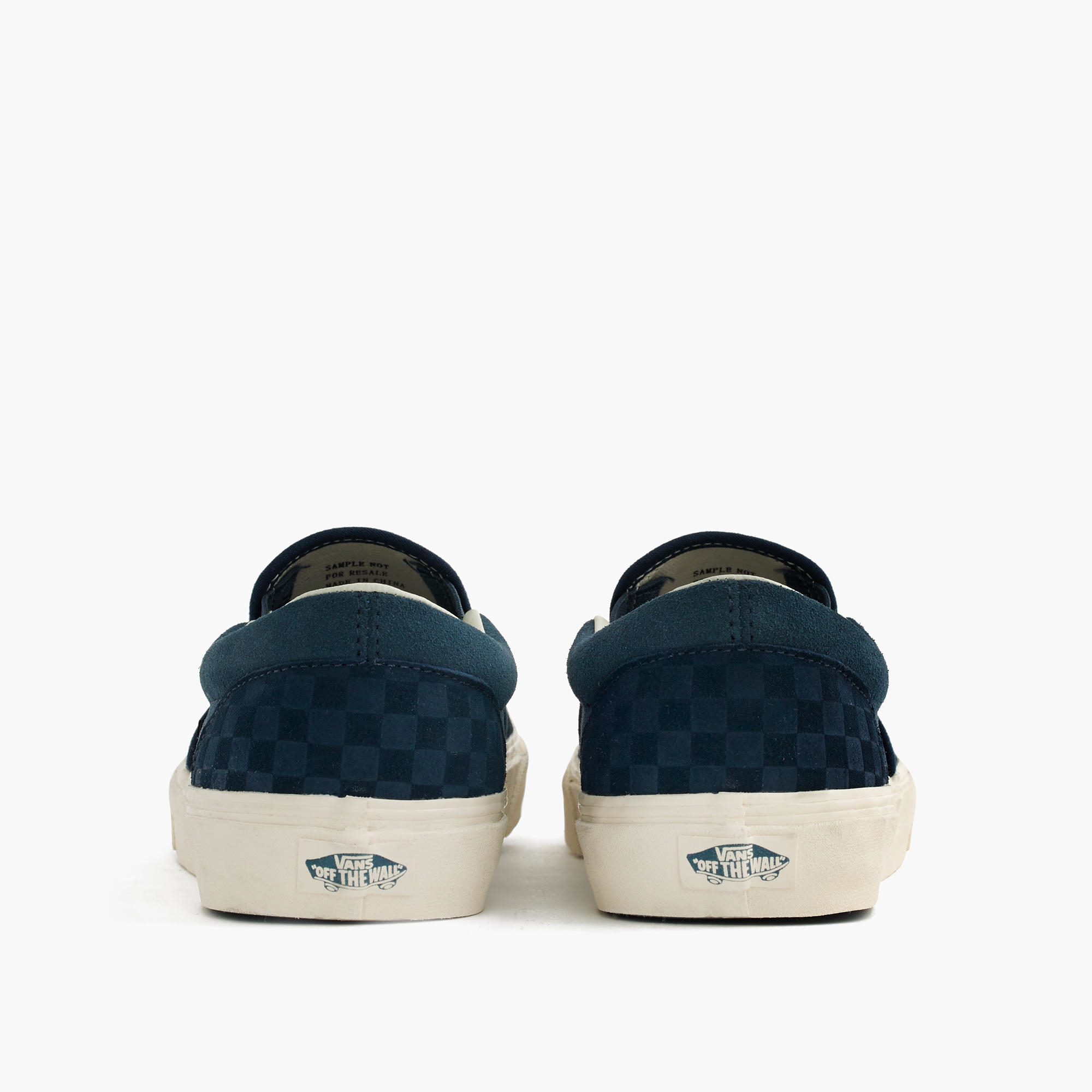 vans slip ons blue checkerboard