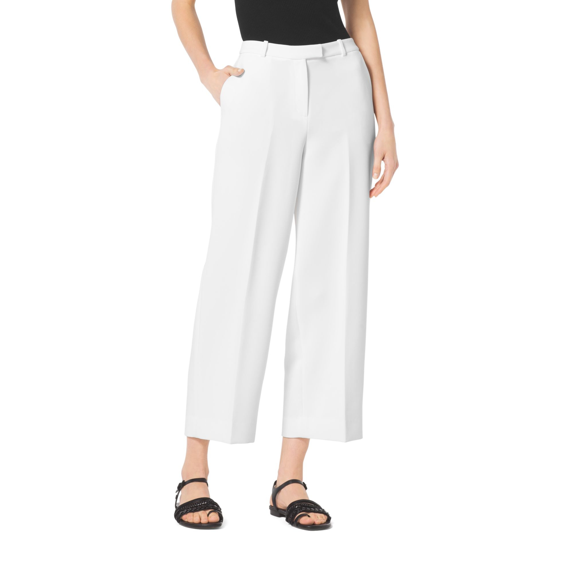 Michael kors Cropped Wide-leg Pants in White | Lyst