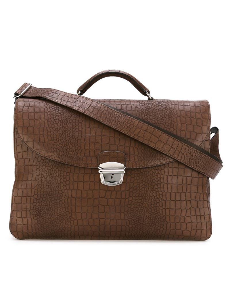 Lyst - Orciani Crocodile Texture Briefcase in Brown for Men