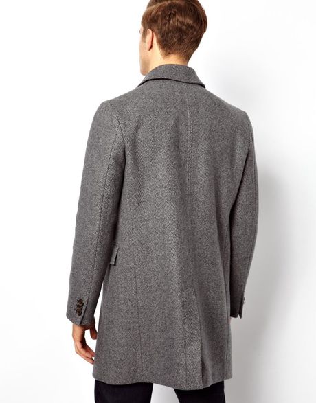 Gloverall Chesterfield Coat in Herringbone in Gray for Men (Grey) | Lyst