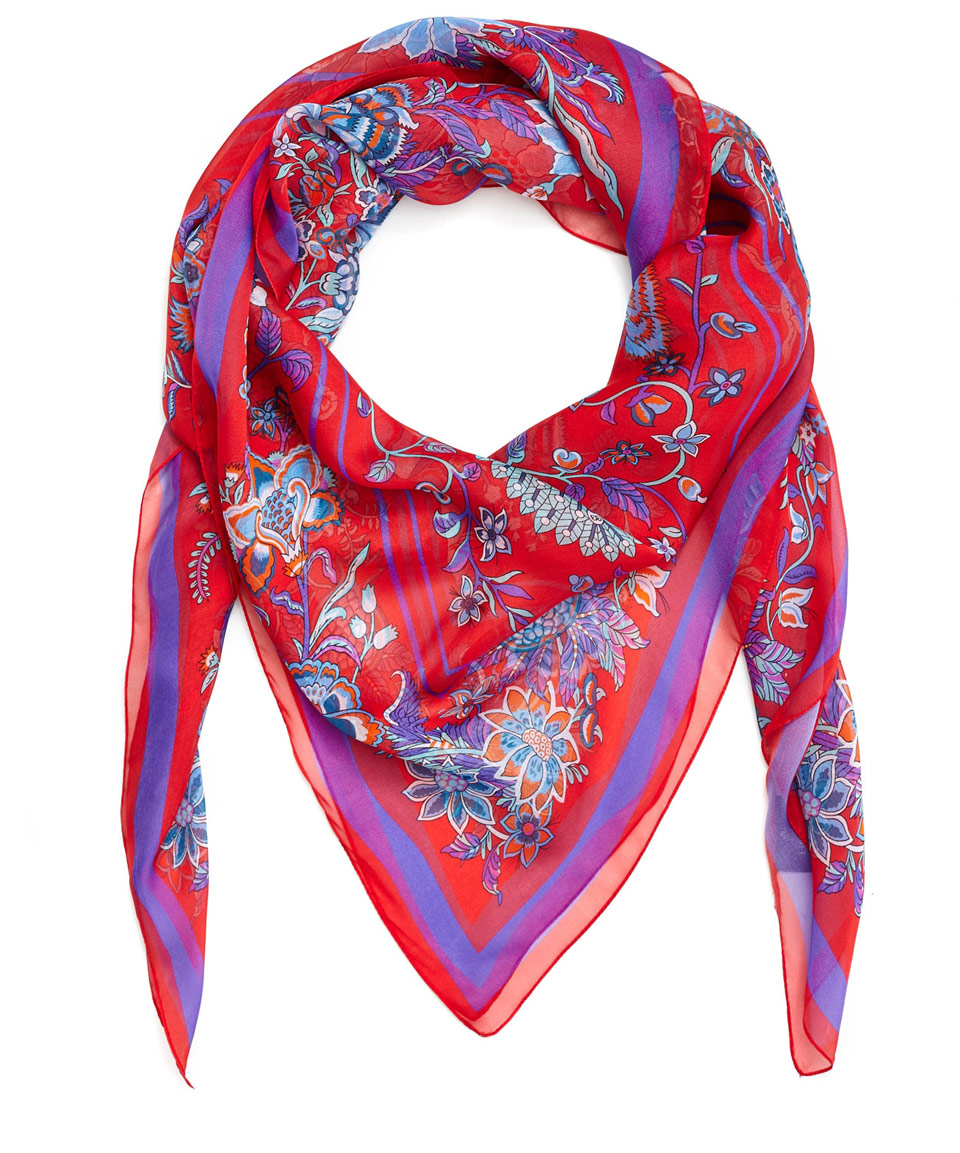 Lyst - Liberty Red Tree Of Life Silk Chiffon Scarf in Red
