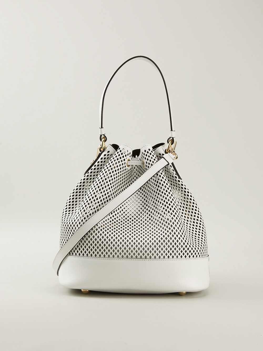 Moschino Perforated Bucket Bag in White | Lyst