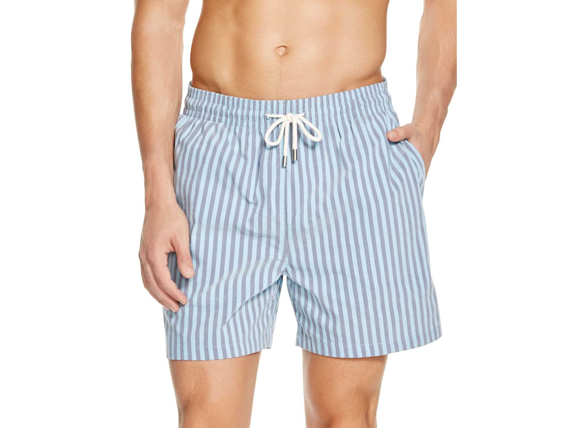 Solid & striped Fall Classic Striped Swim Trunks in Blue for Men Lyst