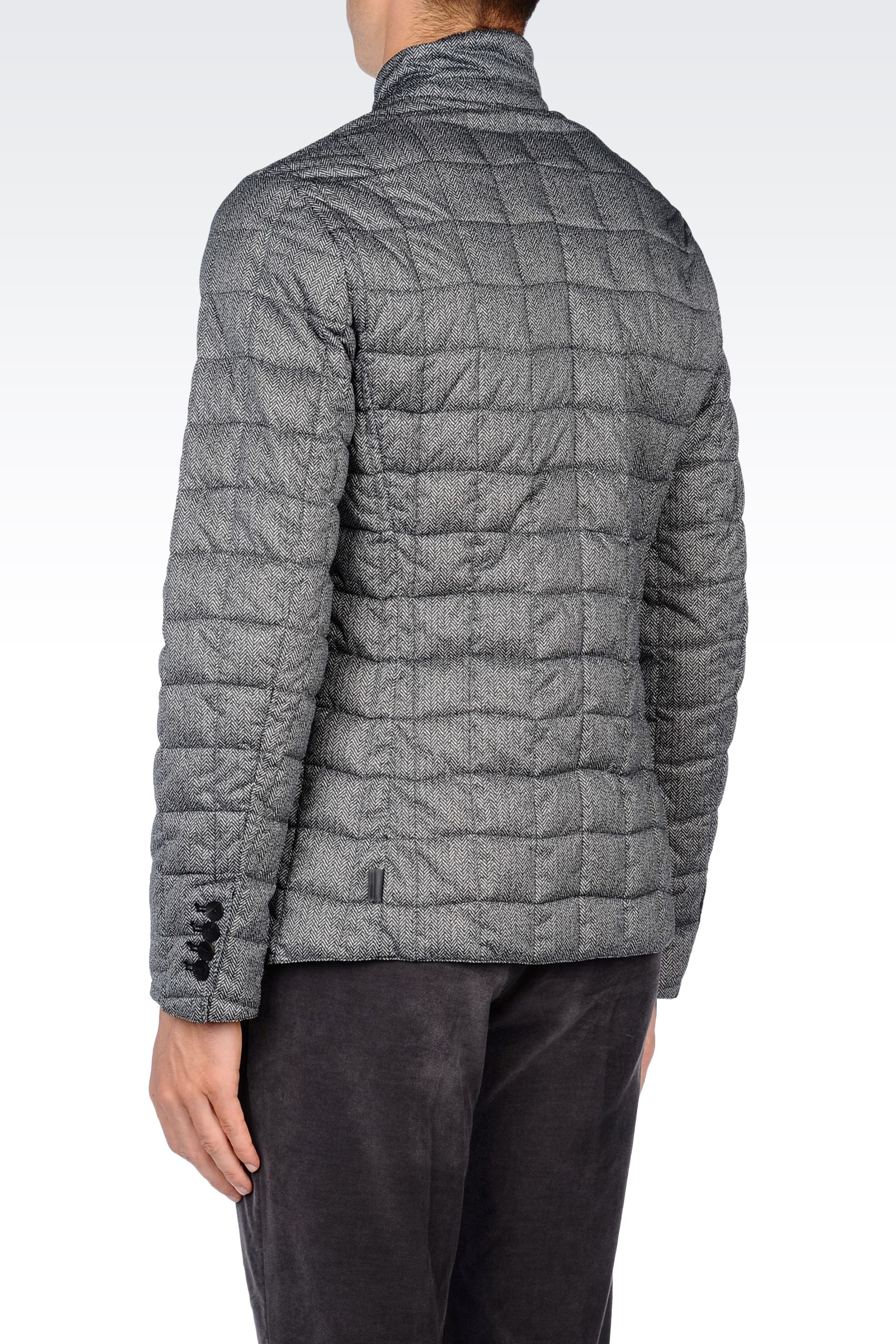 Armani Down Jacket In Chevron Technical Fabric in Black for Men Lyst