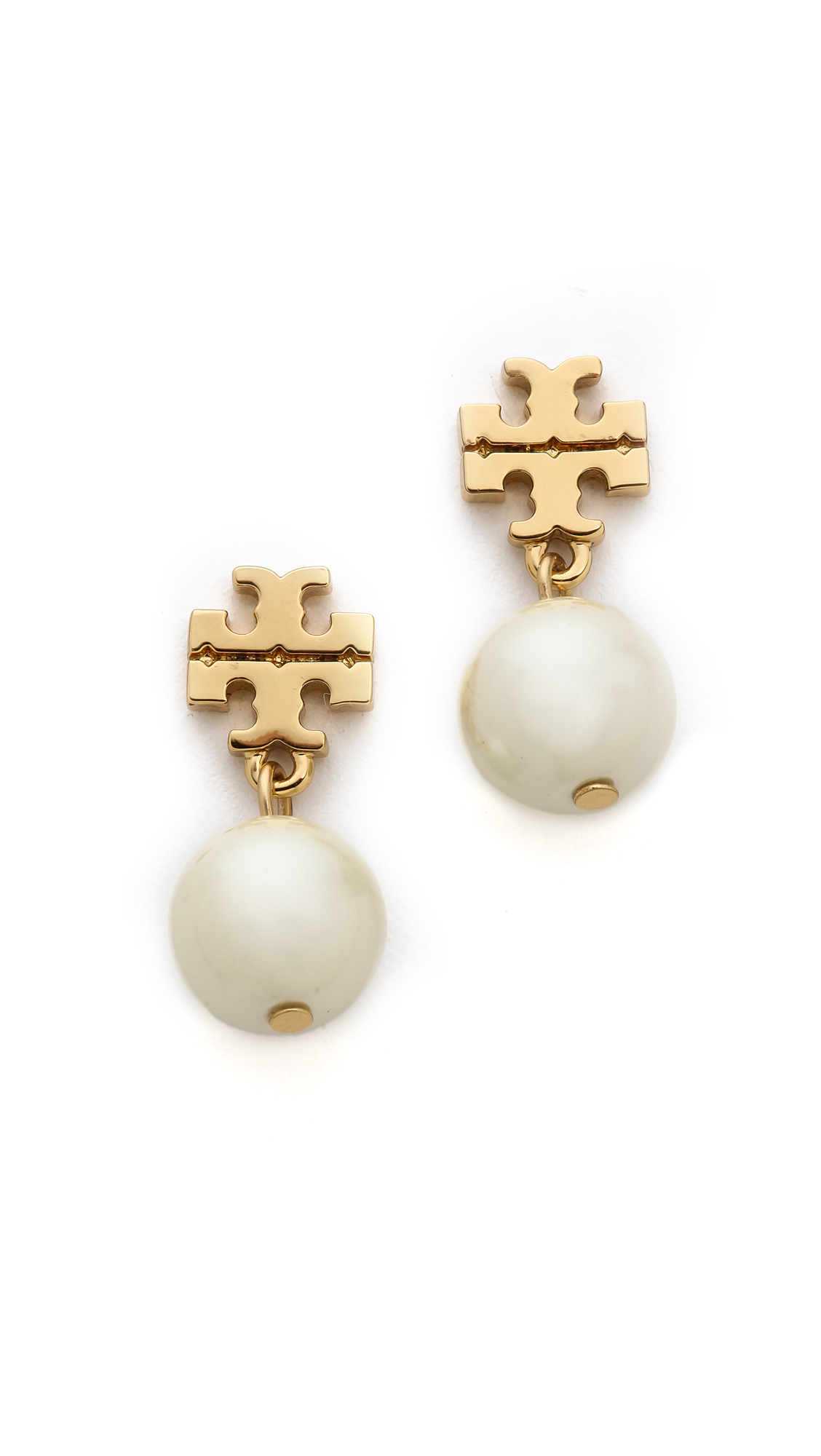 Tory burch Evie Drop Earrings - Ivory/shiny Gold in Gold (Ivory/Shiny