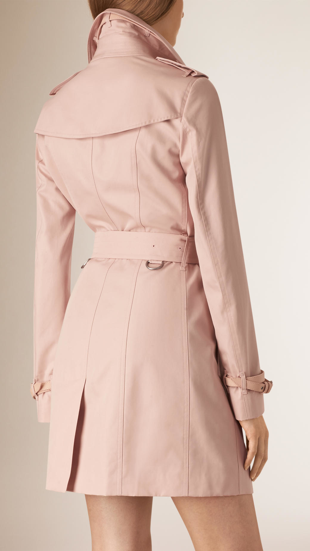 Lyst Burberry Leather Trim Cotton Gabardine Trench Coat In Pink
