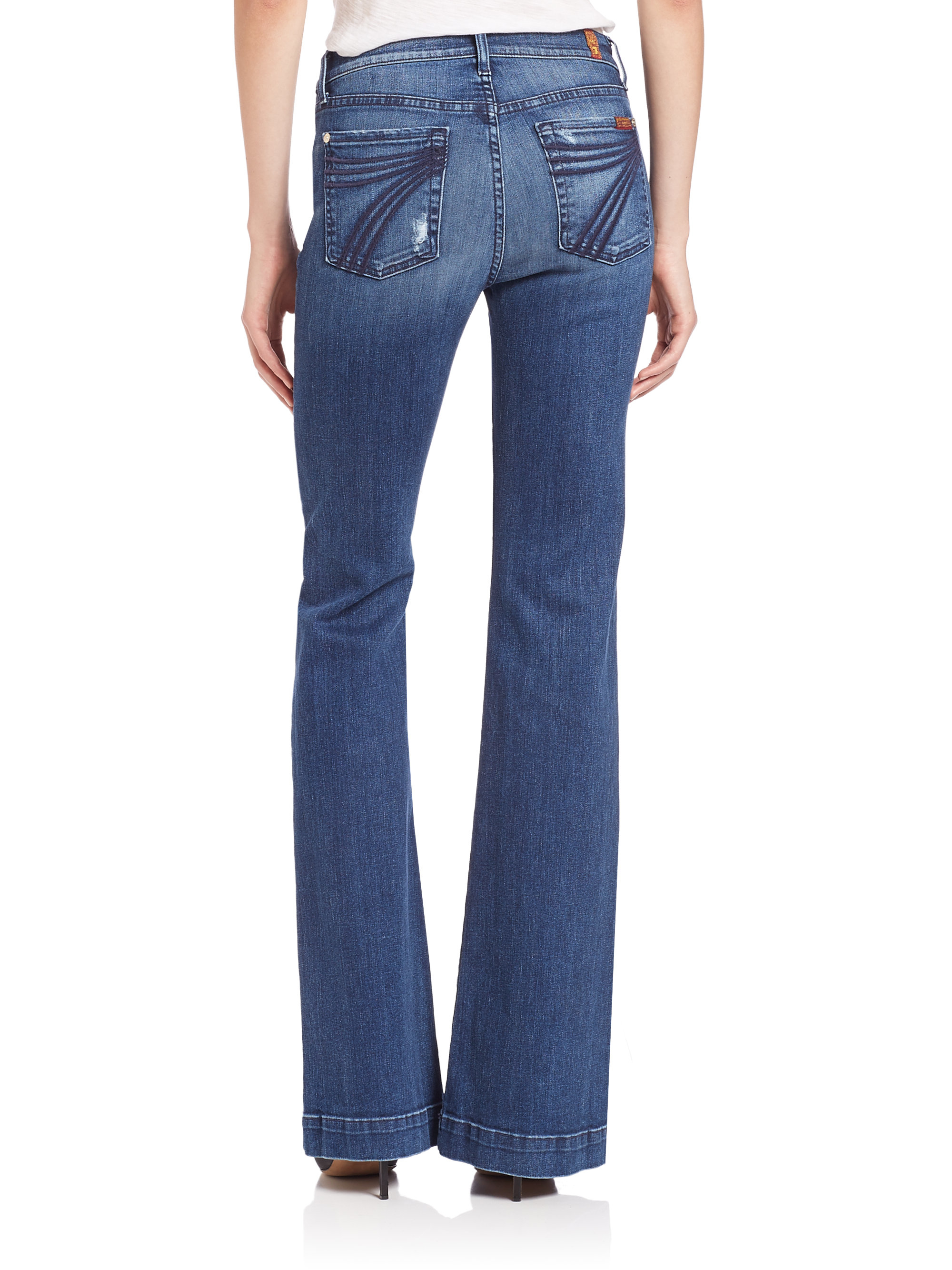 Lyst - 7 for all mankind Dojo Distressed Flared Jeans in Blue
