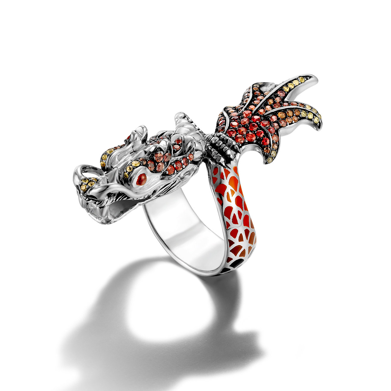 John hardy Dragon Wrap Ring With Autumn Color Way Enamel in Red | Lyst