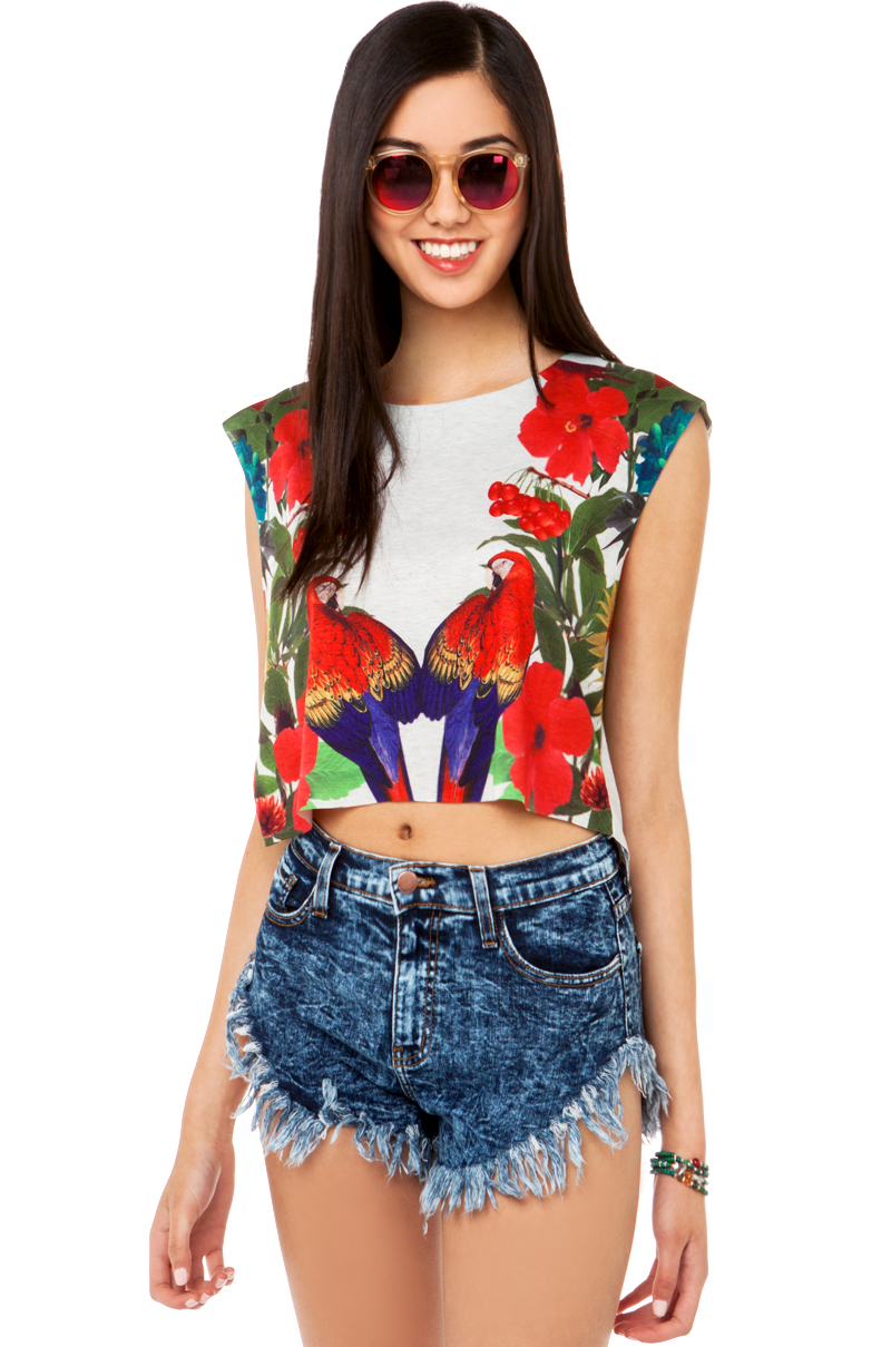parrot print blouse