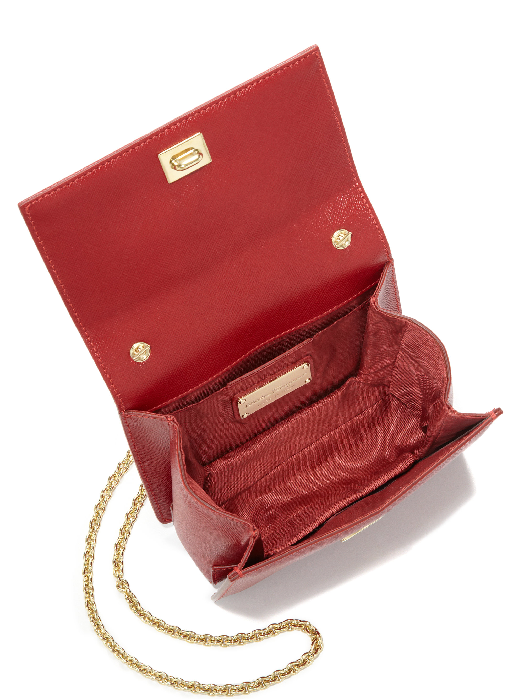 Lyst - Ferragamo Ginny Mini Square Saffiano Leather Crossbody Bag in Red