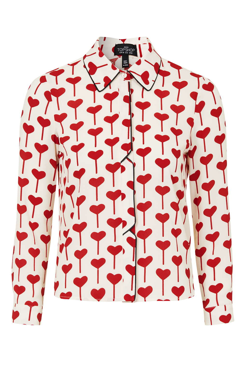 Topshop Petite Heart Print Shirt in Red | Lyst