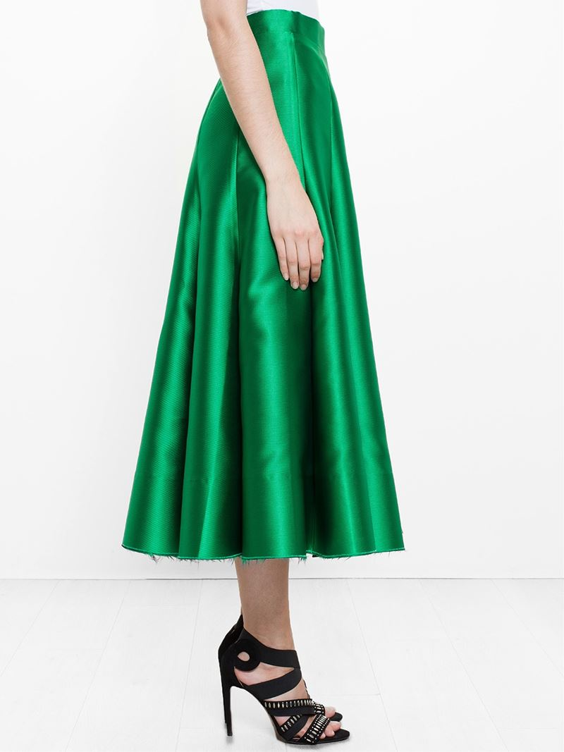 green satin skirt outfit