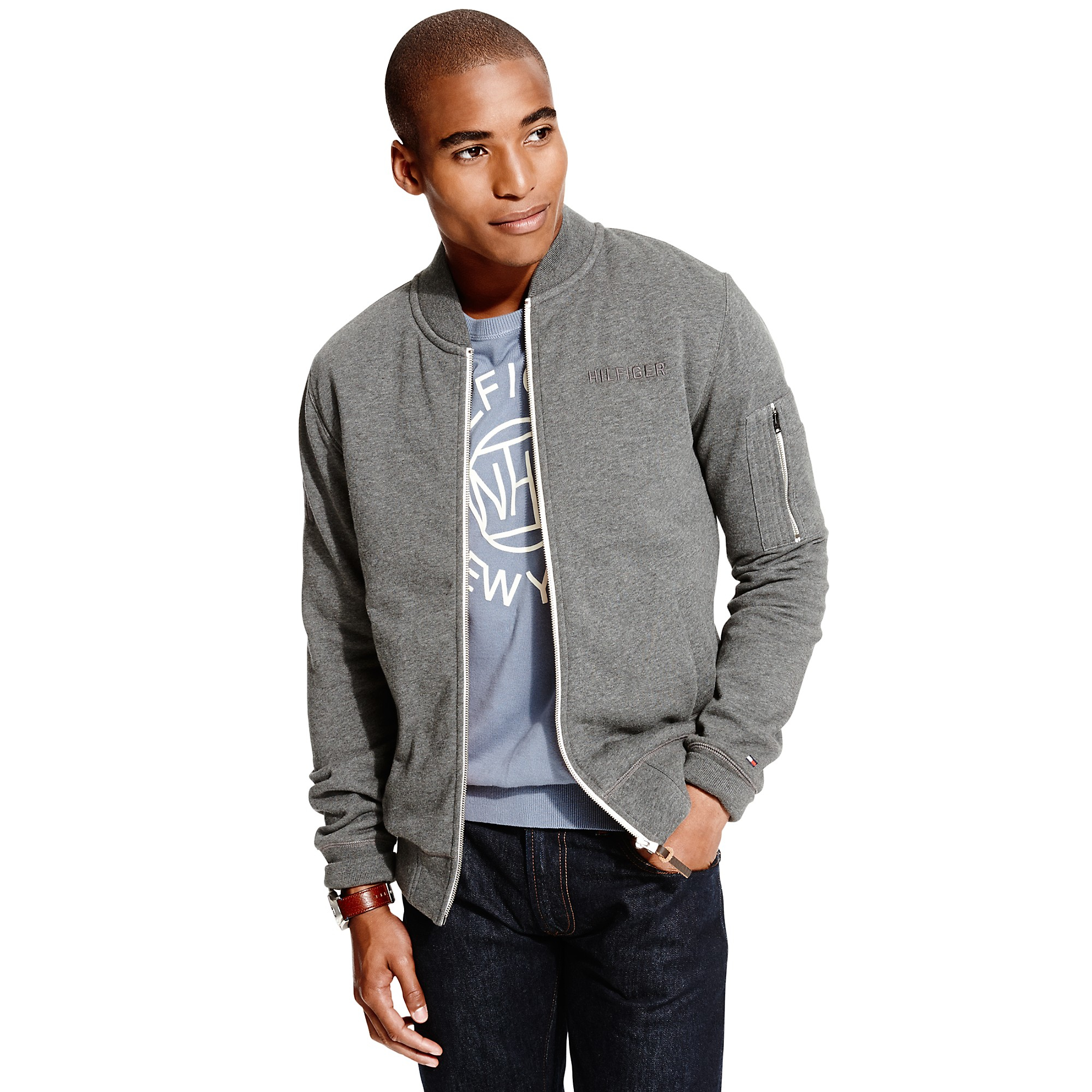 Tommy hilfiger Tailored Fleece Jacket in Gray for Men (CLOUD HEATHER