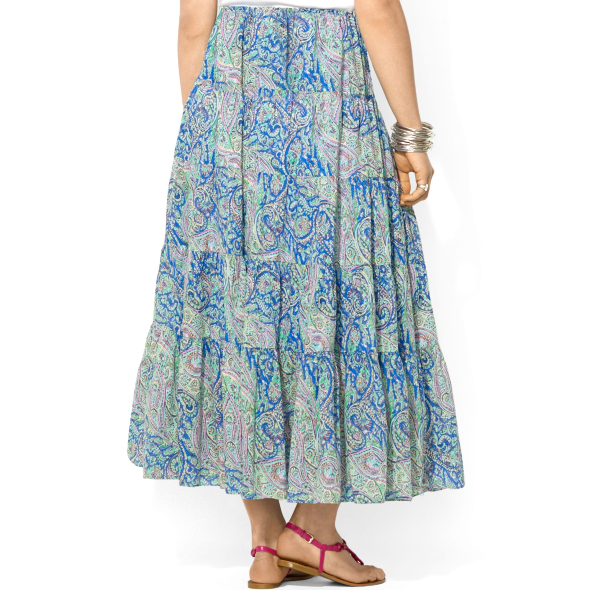 Lauren by Ralph Lauren Plus Size Tiered Paisleyprint Maxi Skirt in Blue ...