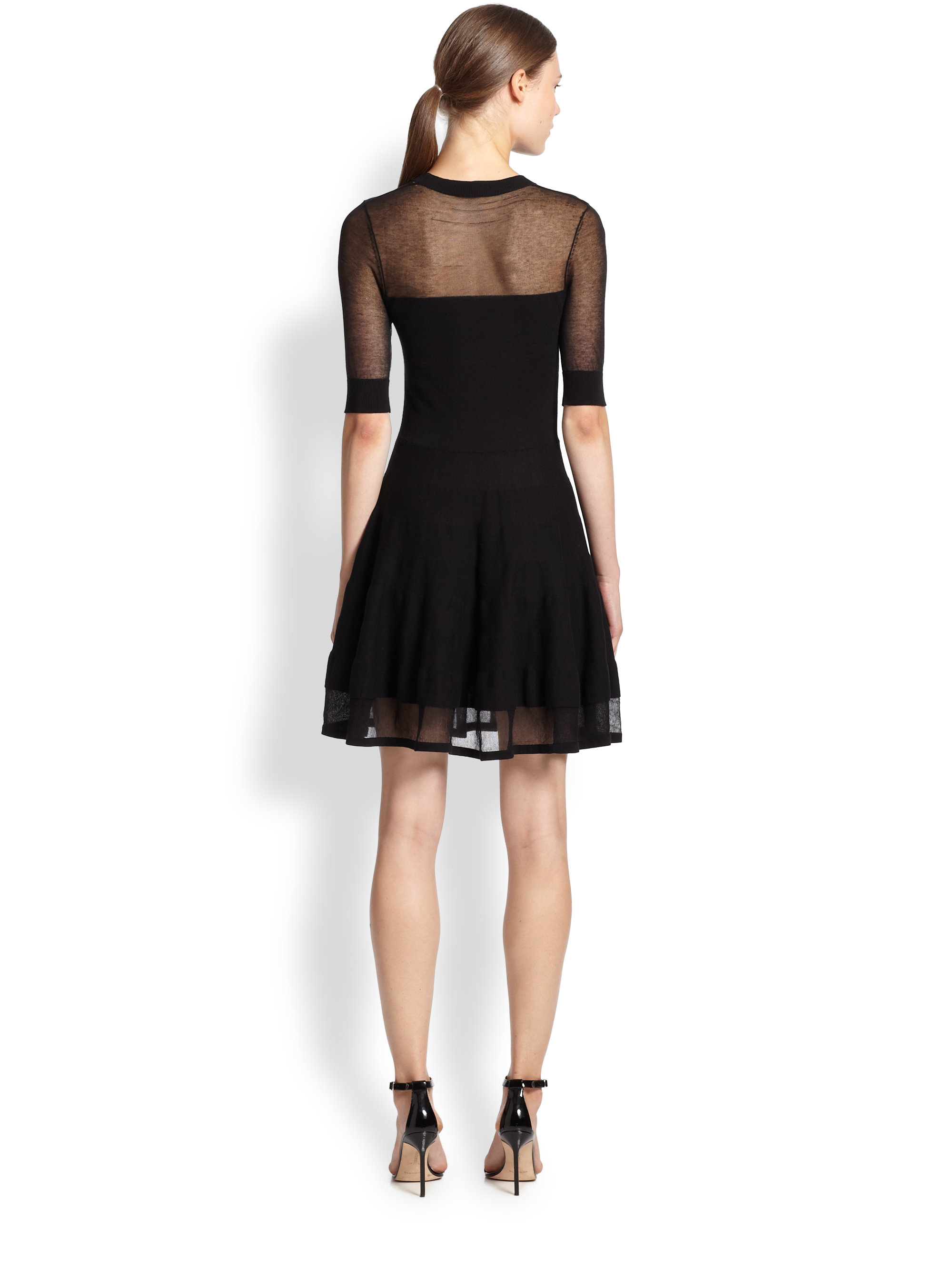 Lyst - Mcq Semi-Sheer Fit-&-Flare Dress in Black