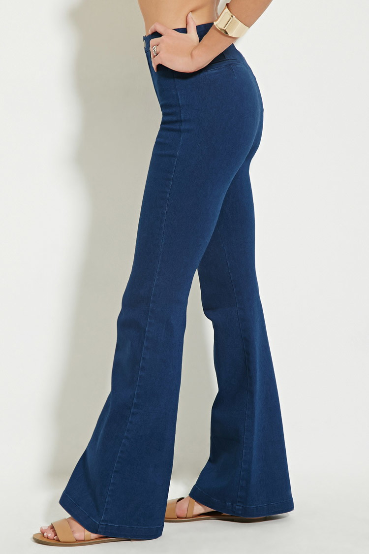 Lyst Forever 21 Flare Highwaisted Jeans In Blue