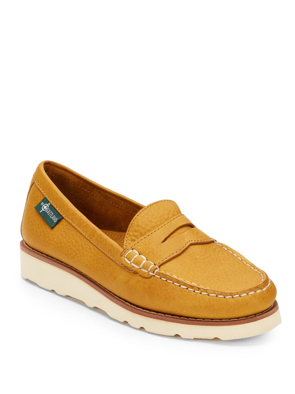 Eastland Sugarloaf Leather Wedge Loafers in Natural | Lyst