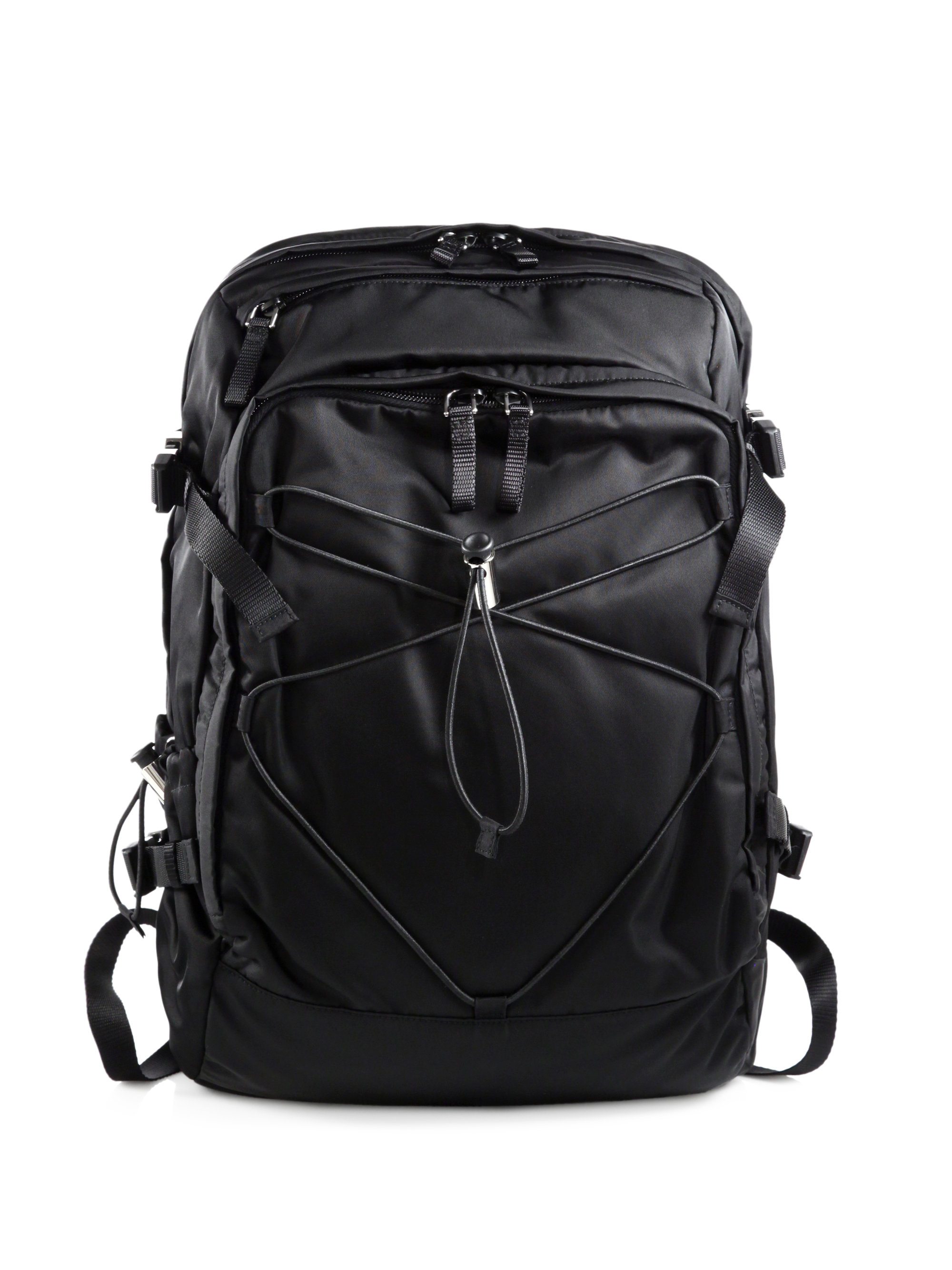 Prada Nylon And Leather Backpack in Black for Men | Lyst  