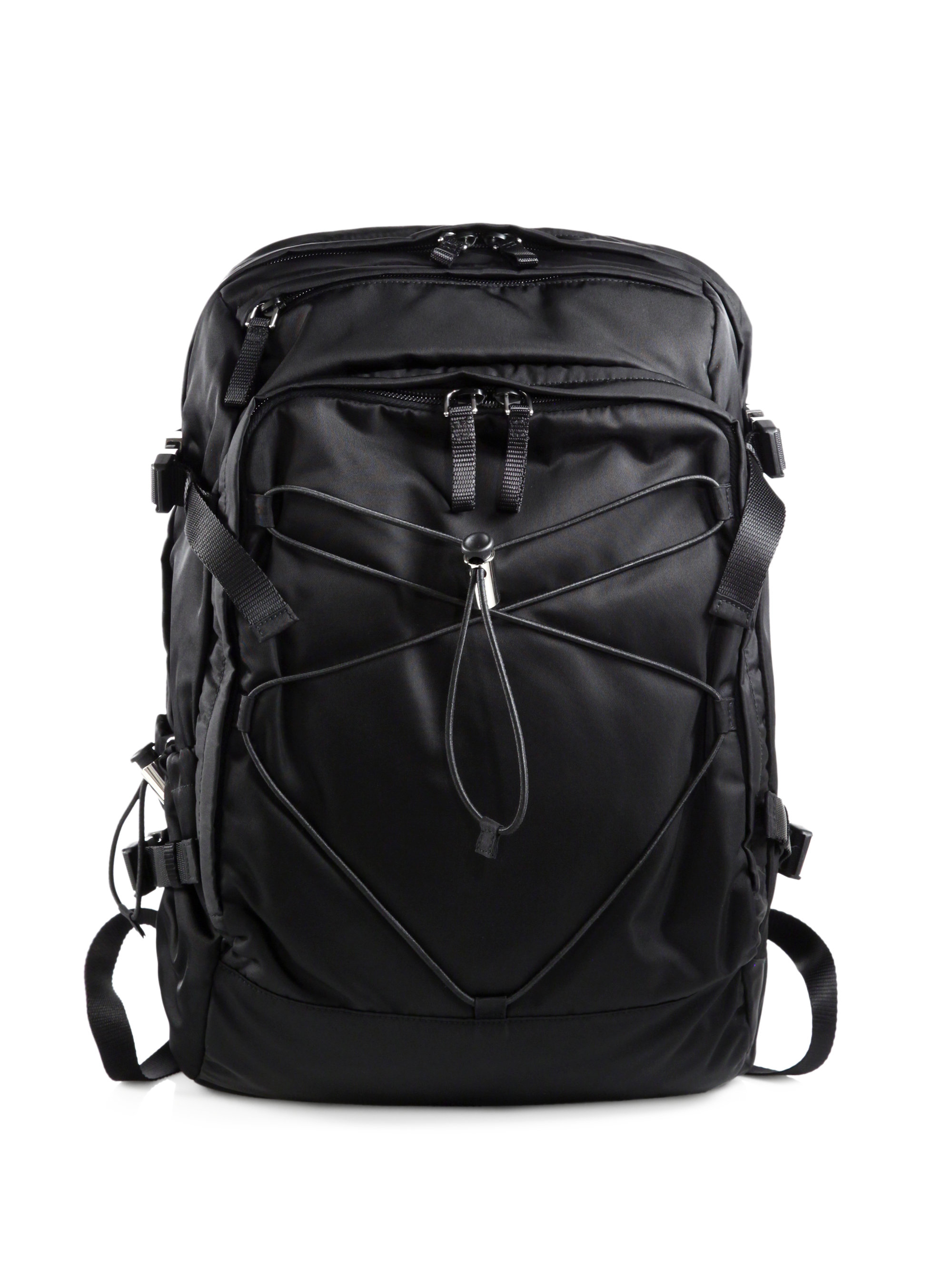 Prada Nylon And Leather Backpack in Black for Men | Lyst