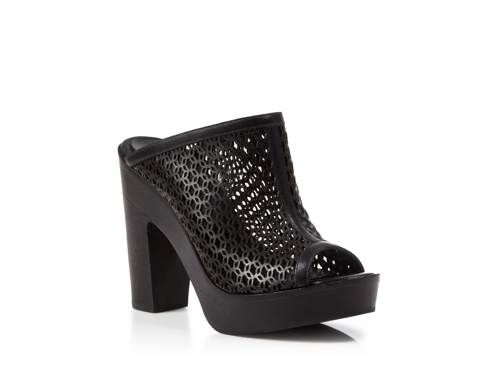 high heel mules black