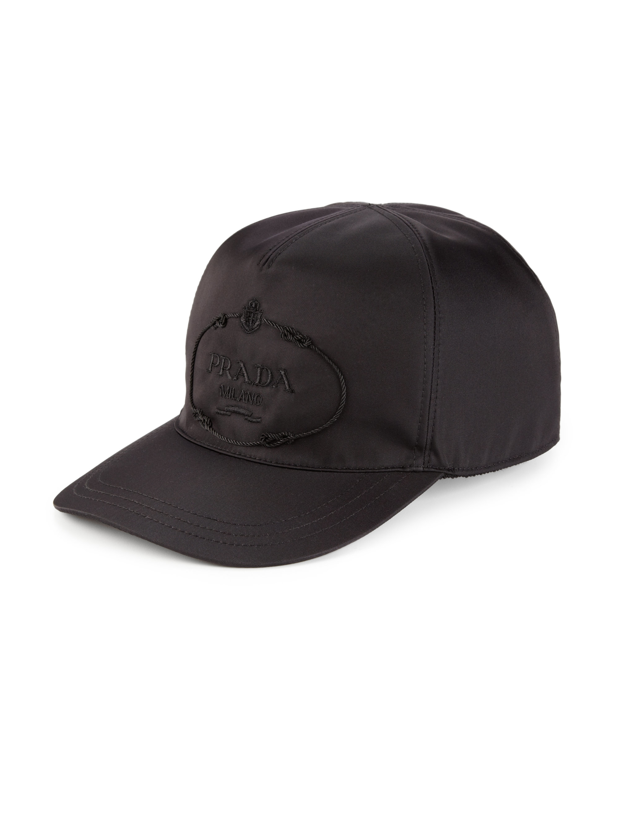 Lyst - Prada Nylon & Calf Leather Baseball Cap in Black for Men