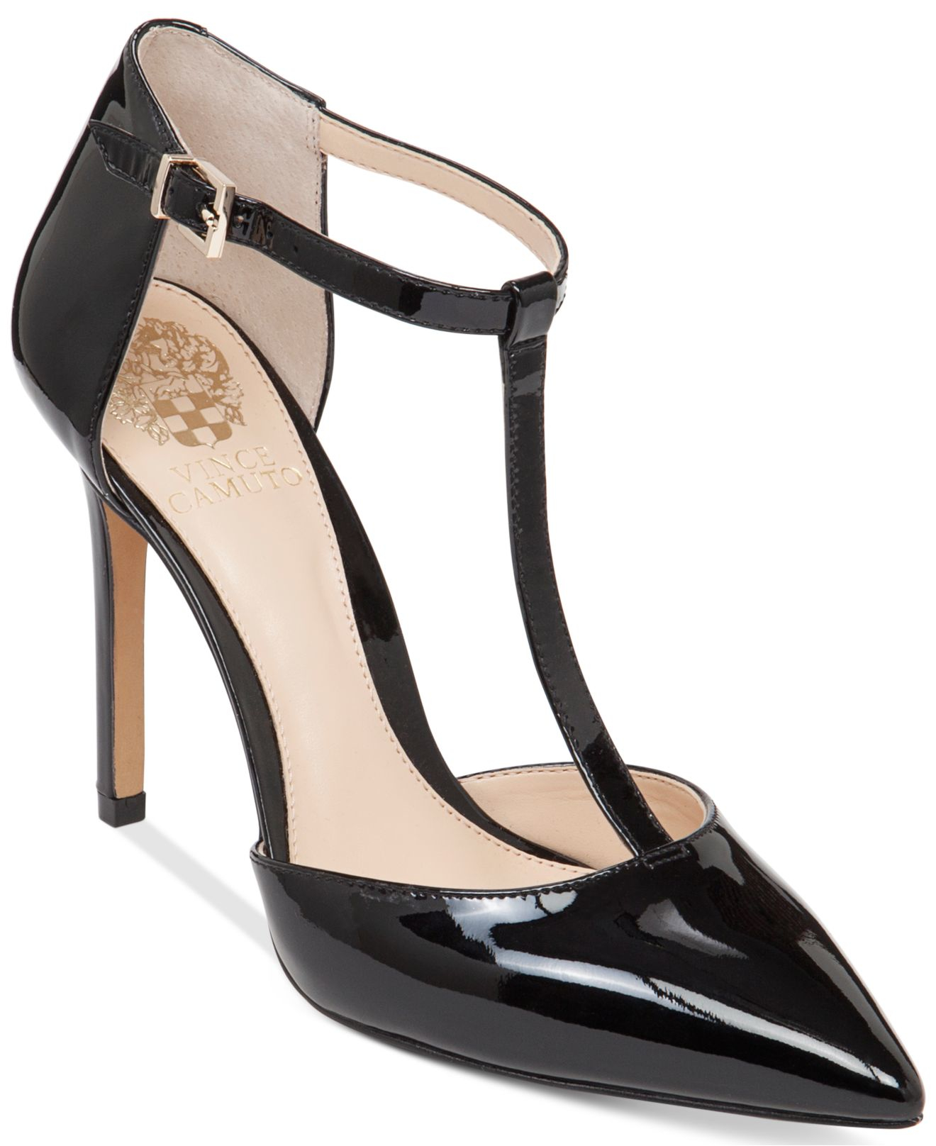 Vince camuto Nihal T-strap Sandals in Black | Lyst