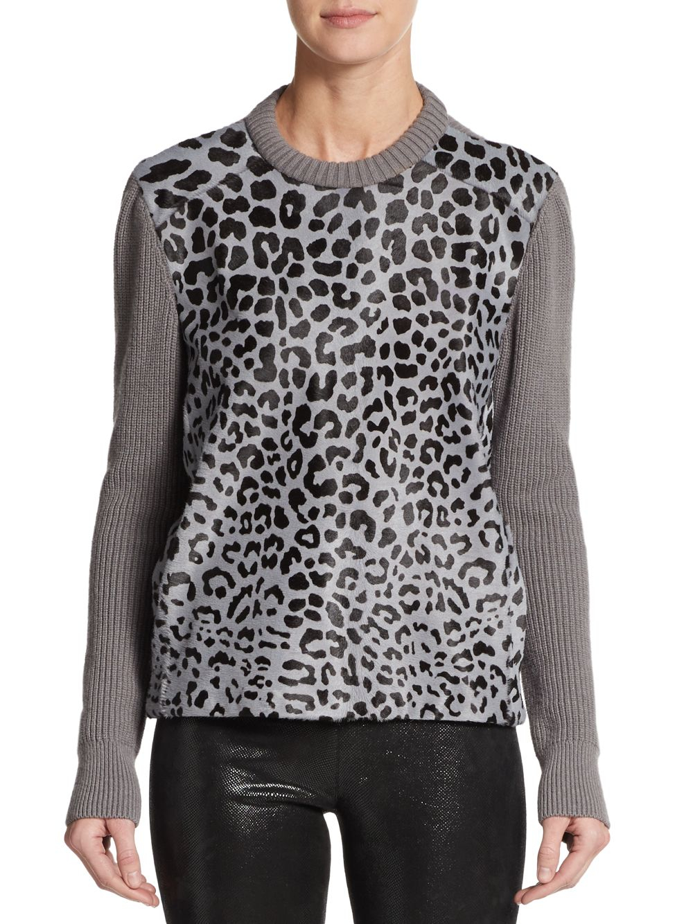 grey leopard print sweater