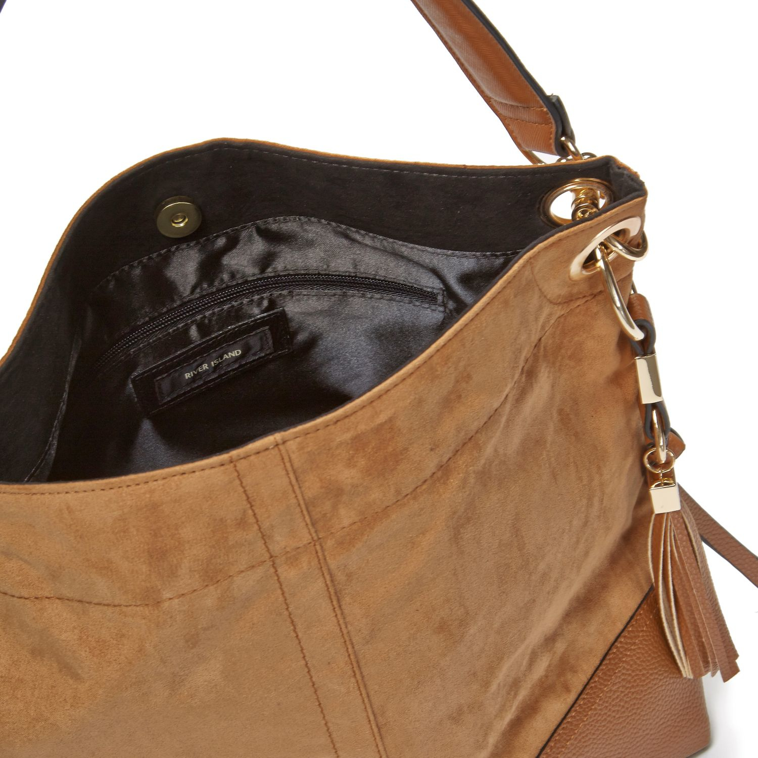 River Island Beige Tassel Slouch Handbag in Brown - Lyst